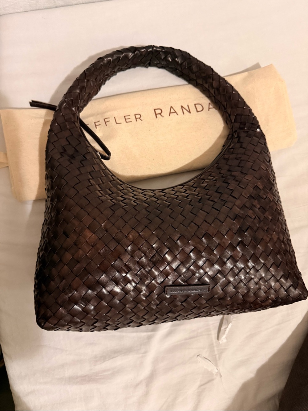 Loeffler Randall Willow Woven Leather Hobo Bag in Dark Brown - Picture 9 of 10